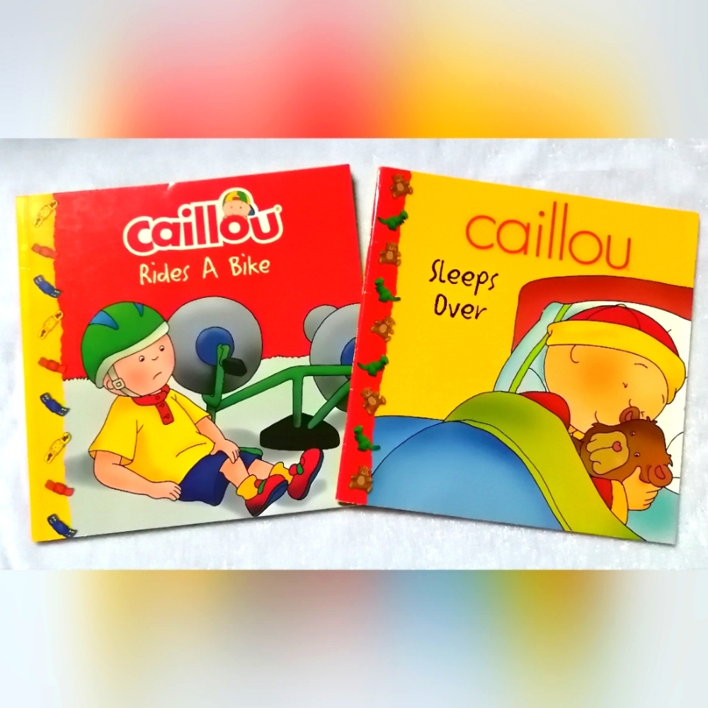 Caillou Sleeps Over & Caillou Rides A Bike Children's Medium Soft Cover Books